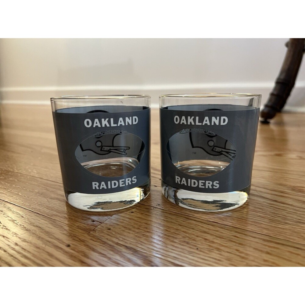 Vintage Oakland Raiders Tumblers Drinking Glasses - Set of 2 NFL